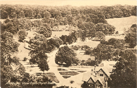 Aldbury Village from Chyrch Tower, Herts, Post Card by Dickens