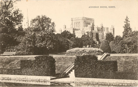 The Gardens, Ashridge House, near Berkhampsted, Hertfordshire, post card by Piggott