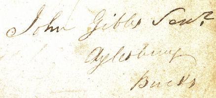 John Gibbs signature from copy of Memoirs of Remarkable Characters published in 1822
