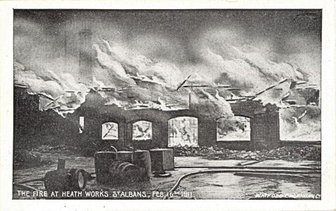 Fire at Wiles & Lewis' Tallow Works, Bernards Heath, St Albans, 1911
