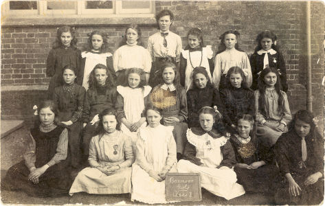 School Photograph of Boxmoor School, circa 1910, showing the girls in class one.