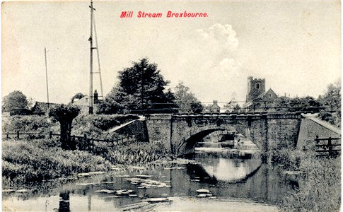 Title: Mill Stream, Broxbourne - Publisher: Charles Martin No 2598 - Date: circa 1903 - Inland message only 