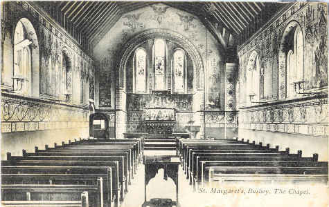 P A Buchanan post card of St Margaret's School, Bushey, Hertfordshire. The Chapel interior