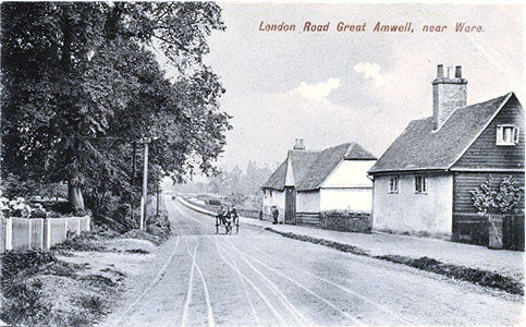 Title: London Road, Great Amwell, near Ware - Publisher: Charles Martin, 39 Aldermanbury, London E C No 1796 - Date: posted 1907 but back Inland message only