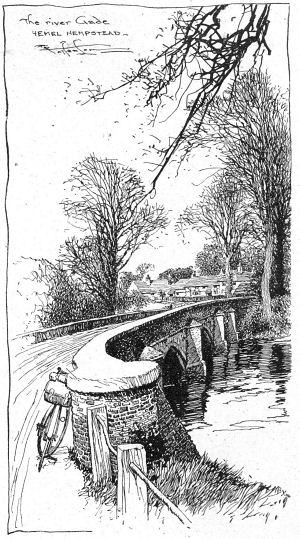 The River Gade, Water End, Great Gaddesden, Hemel Hempstead - drawing by Frank Patterson