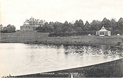 Halton House, near Wendover, Buckinghamshire, showing temporary pavillion and lake