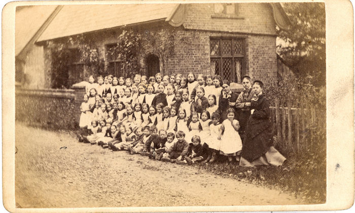 Victorian School Group, near Hitchin, CDV by Nichols
