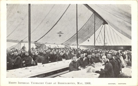Herts Imperial Yeomanry, Berkhamsted, 1906 - Canteen Tent - by Downer, Watford