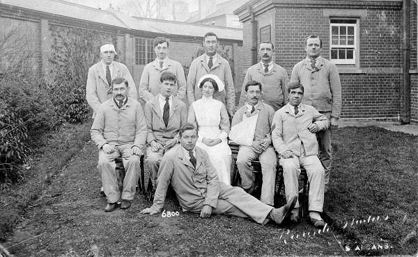 Wounded Soldiers at Napsbury Hospital, near St Albans, Hertfordshire, during the First World War (1916) by Ricado Studions, St ALbans.