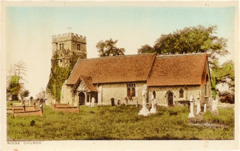 Title: Ridge Church - Publisher: L. E. Hollis, Post Office, North Mimms  but printed by Radermacjer Aldous - unused