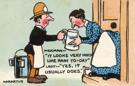 Karaktus Post Card No 27, Crown Publishing Co., St Albans, Herts, 1909 - Milkman