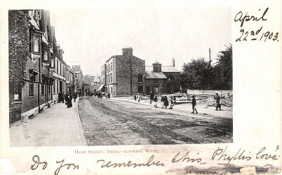 Post Card of Tring, Herts, High Street after Market House demolished, c1900