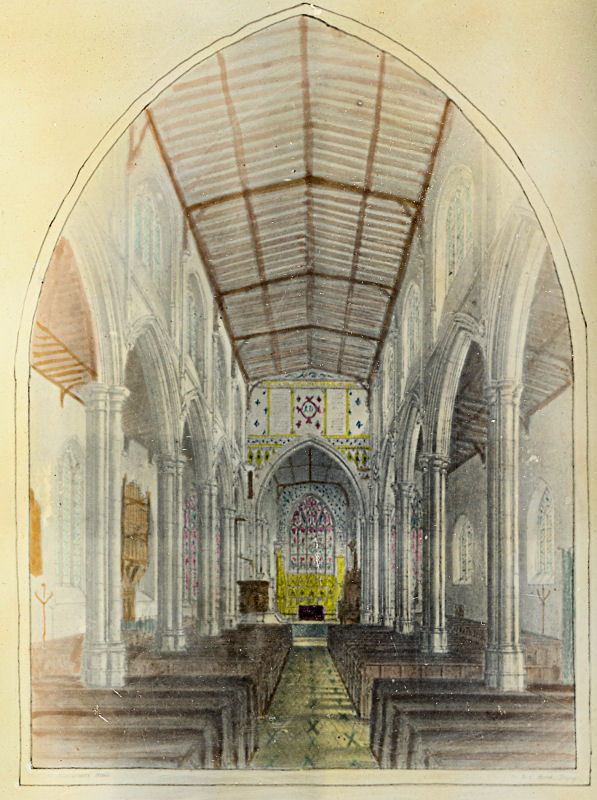 Print of Tring Church before Victorian restoration