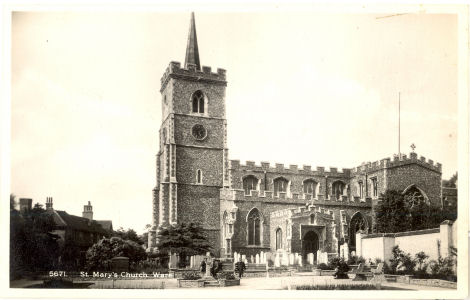 Parish Church, Ware, Herts, Post Card by Coates, Wisbech