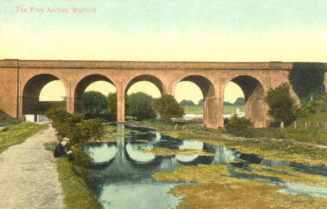 Five Arch Railway Bridge over the River Colne, Watford, Herts